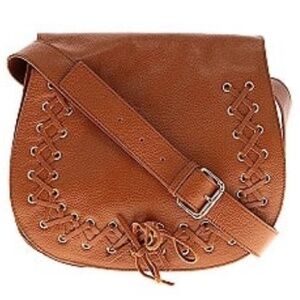 Violetta Pebbled Leather Crossbody Saddle Bag in Royal Tan